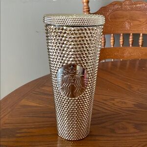 Starbucks Gold Metallic Textured Tumbler No Straw
